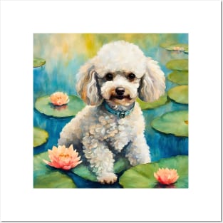 Toy Poodle on Lily Pond Impressionism Posters and Art